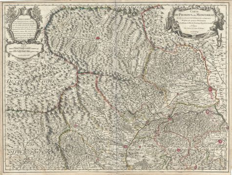 1707 De L'isle Map of Piedmont, Italy