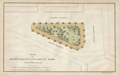 1871 Kellogg and Pilat Map or Plan of Duane Park, New York City
