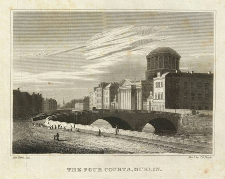 1828 Petrie View of The Four Courts, Dublin, Ireland