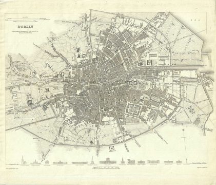 1836 S.D.U.K. Subscriber's Edition Map or City Plan of Dublin, Ireland