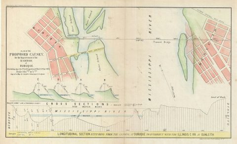 1855 Topographical Engineers Map of the Dubuque Harbor