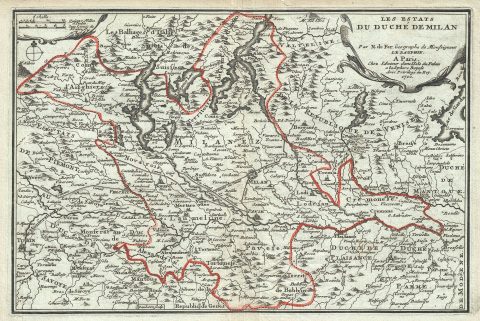 1701 De Fer Map of the Duchy of Milan, Northern Italy
