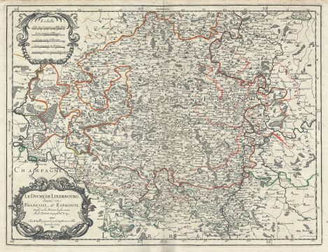 1674 Jaillot Map of the Duchy of Luxembourg