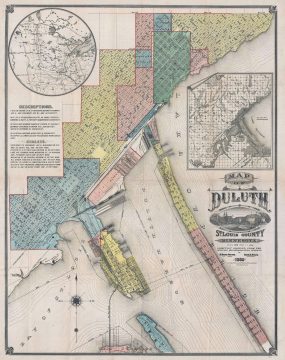 1886 William Baird Patton Map of Duluth, Minnesota