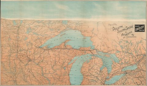 1890 Poole Brothers View Map of the Great Lakes