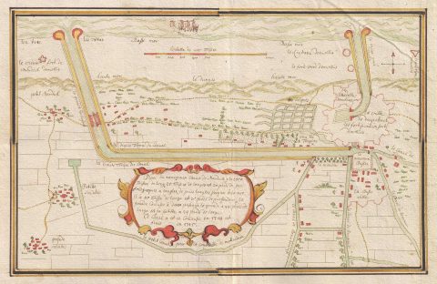 1770 Seven Years’ War Manuscript Map of Dunkirk, France