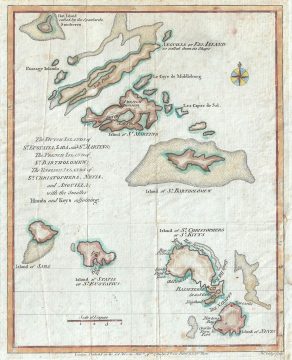1781 Lodge Map of St. Bart, Anguilla, St. Martins, Leeward Islands, West Indies