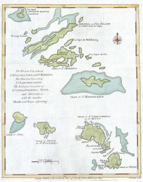 1781 Lodge Map of St. Bart, Anguilla, St. Martins, Leeward Islands, West Indies
