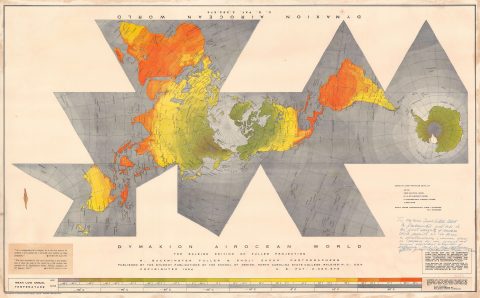 1954 Buckminster Fuller and Shoji Sadao Dymaxion Map of the World