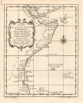 1780 Bellin Map of the Horn of Africa, Southern Arabia and the Gulf of Aden.