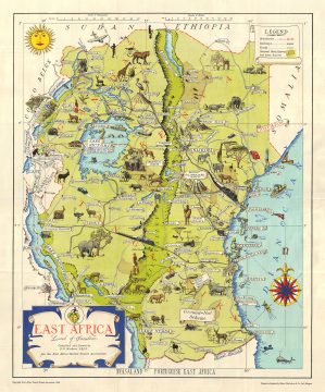 1949 Mathews Pictorial Map of East Africa (Kenya, Tanzania, Uganda, Zanzibar)