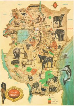 1970 Moghul Pictorial Map of East Africa (Kenya, Tanzania, Uganda)