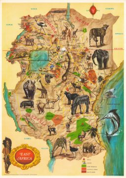 1971 Moghul Pictorial Map of East Africa (Kenya, Tanzania, Uganda)