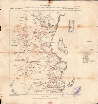 1916 British Ordnance Survey Map of German East Africa, Dar es Salaam