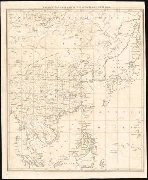 1800 Pennant Map of Southeast Asia, China, Korea and Japan