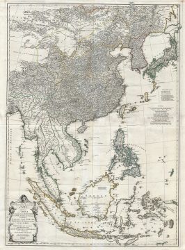 1752 D'Anville Wall Map of Southeast Asia, the East Indies, China, Korea and Japan