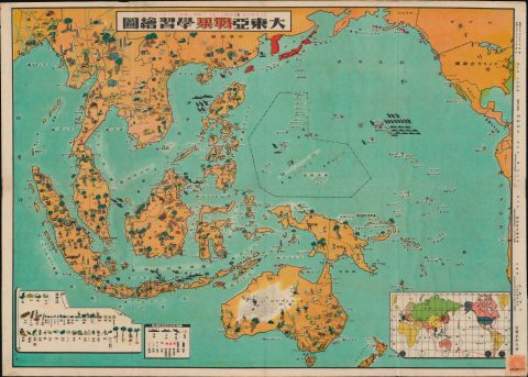 1943 Japanese Propaganda Map Southeast Asia during the WWII