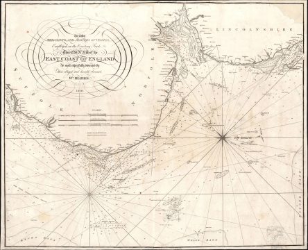 1810 Heather Nautical Chart or Maritime Map of Suffolk, Norfolk, Lincolnshire