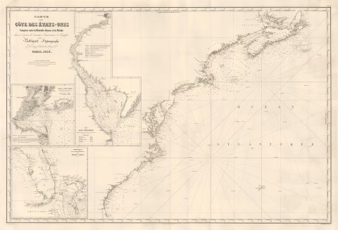 1853 Robiquet Nautical Map of the East Coast of the United States