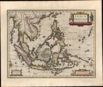 1630 / 1638 Jansson Map of the East Indies: landmark in Australia and Philippine Geography