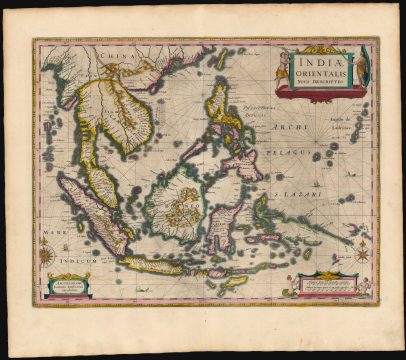 1630 / 1638 Jansson Map of the East Indies: landmark in Australia and Philippine Geography