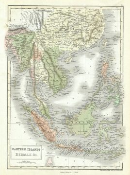 1851 Black Map of East Indies and Southeast Asia