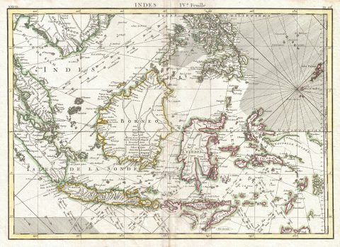 1770 Bonne Map of the East Indies (Java, Sumatra, Borneo, Singapore)