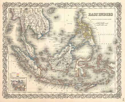 1855 Colton Map of the East Indies (Singapore, Thailand, Borneo, Malaysia)
