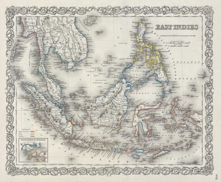 1856 Colton Map of the East Indies (Singapore, Thailand, Borneo, Malaysia)