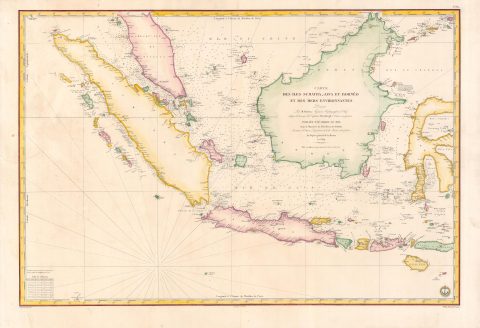 1839 Depot de la Marine Map of the East Indies: Malay, Singapore, Java, Sumatra, Borneo