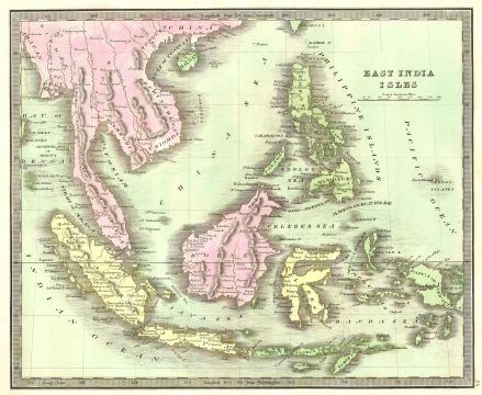 1842 Greenleaf Map of the East Indies: Borneo, Java, Sumatra, Thailand, Vietnam
