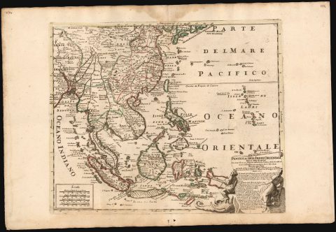 1717 Rare Petrini Map of Southeast Asia and the East Indies