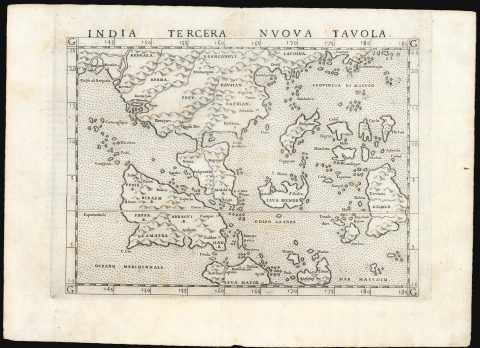 1561 Ruscelli Map of the East Indies and the Straits of Malacca