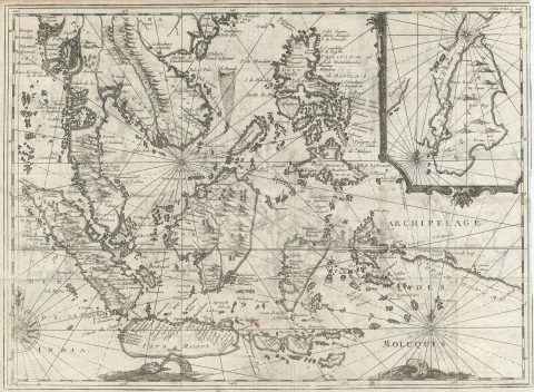 1619 Schouten  and Blaeu Map of the East Indies:  Malaya, Java, Borneo, Singapore