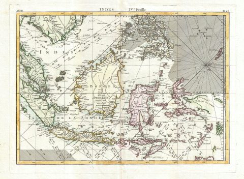 1770 Bonne Map of the East Indies (Java, Sumatra, Borneo, Singapore)