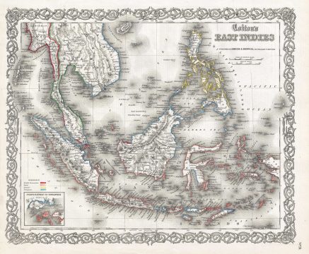 1855 Colton Map of the East Indies (Singapore, Thailand, Borneo, Malaysia)