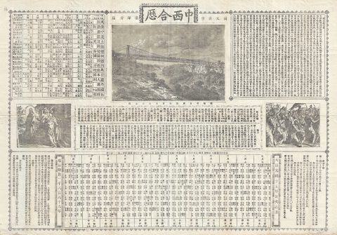 1889 Tongwen Shuhui Shanghai-Chinese Missionary Calendar Broadside