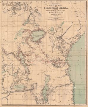 1879 Stanley Map of East Africa Tracing His First Trans-Africa Expedition