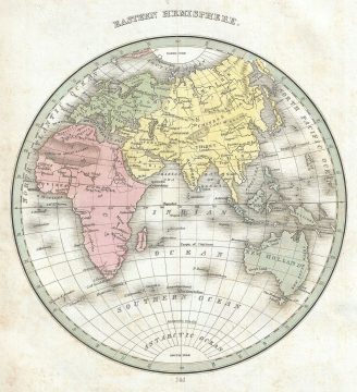 1835 Bradford Map of the Eastern Hemisphere (Europe, Africa, Asia, Australia)