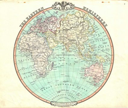 1852 Cruchley Map of the Eastern Hemisphere (Asia, Africa, Europe, Australia)