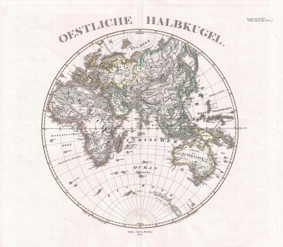 1873 Stieler Map of the Eastern Hemisphere (Europe, Africa, Asia, Australia, Pacific)