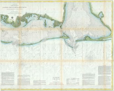 1860 U. S. Coast Survey Chart or Map of the Mississippi Sound - Eastern Part