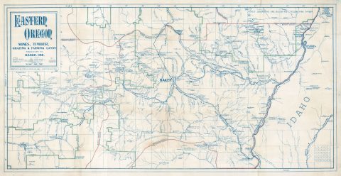 1916 Mellis Diazotype Map of Eastern Oregon