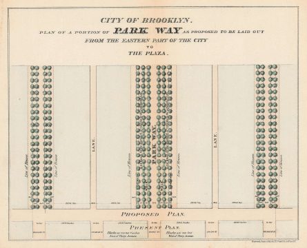 1868 Vaux and Olmsted's Layout Map of Eastern Parkway, Brooklyn, New York