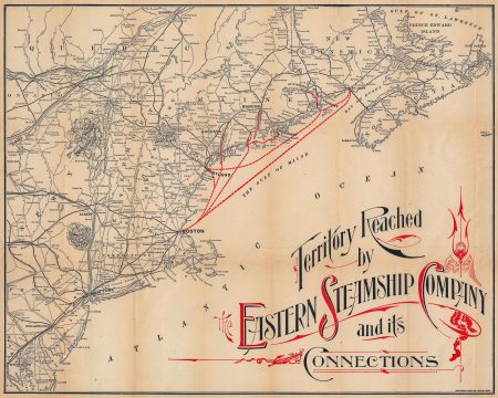 1905 Rand Avery Map of New England w/ Eastern Steamship Company Routes