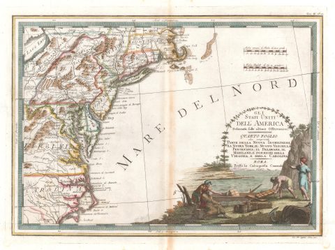 1797 Cassini Map of the Eastern Coast of the United States