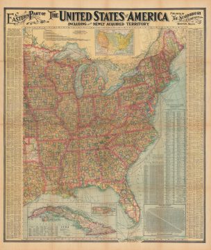 1903 Scarborough Company Map of Eastern United States w/Cuba