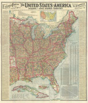 1903 Scarborough Company Map of Eastern United States w/Cuba