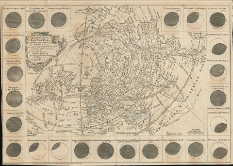 1748 North Polar Projection Map Predicting the July 14, 1748 Solar Eclipse