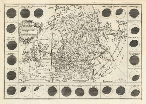 1748 North Polar Projection Map Predicting the July 14, 1748 Solar Eclipse